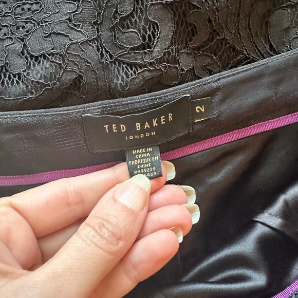 Ted Baker Alina Set, Scalloped Edge Lace top and matching shorts set in black - Picture 7 of 12